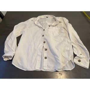 H&M Divided Womens White Cotton Button Down Long Sleeve Shirt Size 4 Pocket